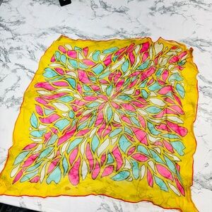 Vintage Burmese Colorful Leaf Pattern Scarf